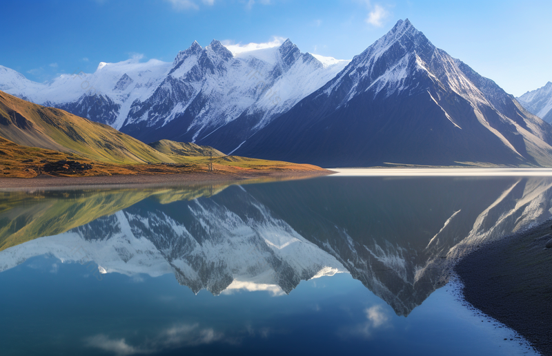 雪山下的湖泊,高清,摄影图,摄影图片,图片大全,摄影图免费下载